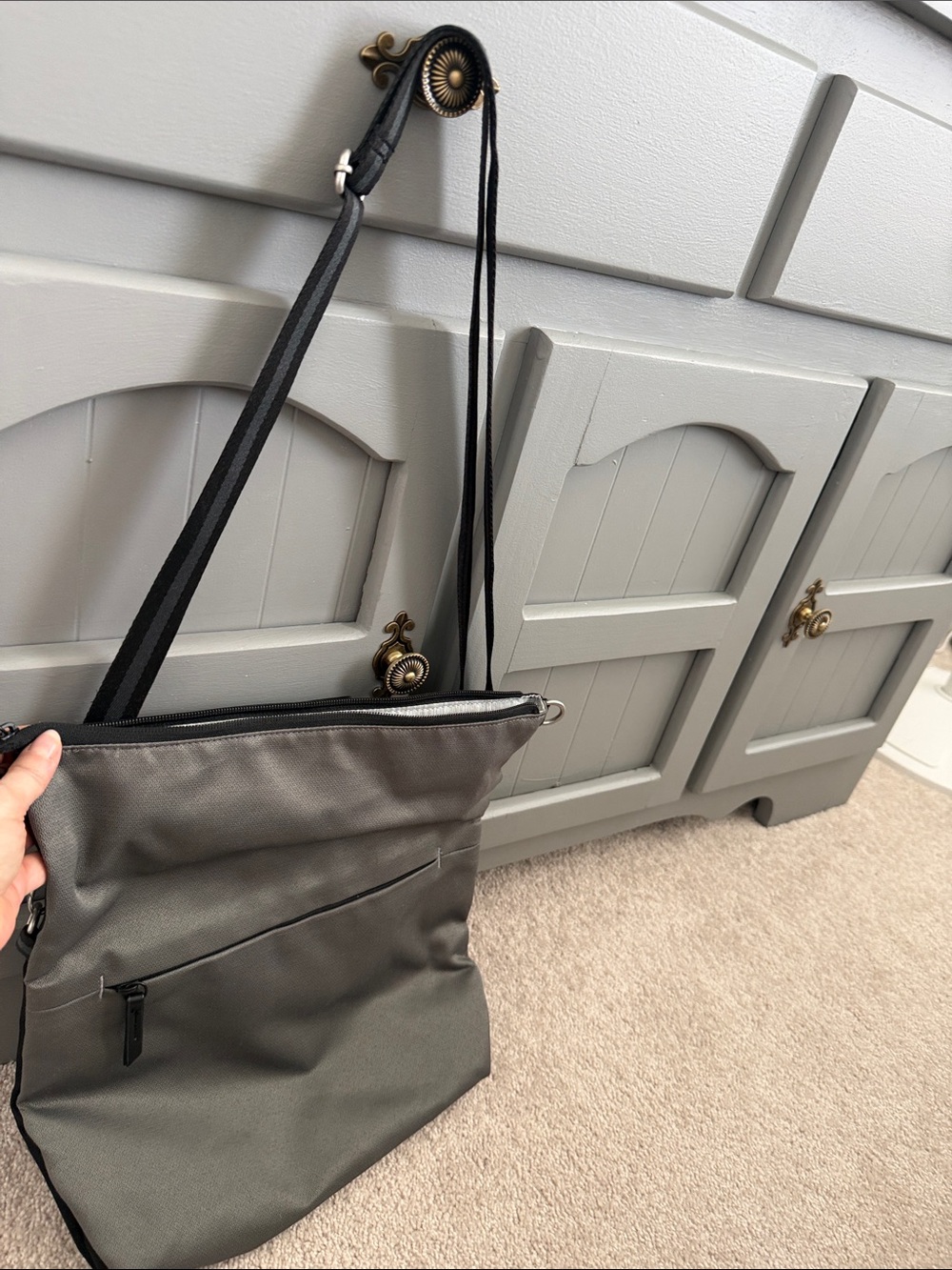 Gray Crossbody Tote Bag - Sleek Everyday Shoulder Bag